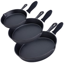 Bruntmor Pre-seasoned 6 Inch Black Cast Iron Nonstick Frying Pan | Set of 4| Oven Safe Cast Iron Skillet | Egg Pan/Grill Pan Set | Cast Iron Pot/Cast Iron Pan For Christmas.