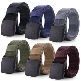Halinuia Work Belt Men's 6 Pieces Adjustable Belt Men's Fabric Unisex Fabric Belt Outdoor Belt Made of Nylon for Quick Pass Through Airport Security 120 cm, multicoloured, One size fits all