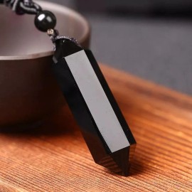 Unbranded Natural Black Obsidian Hexagon Pendant Healing Reiki Amulet Men Women Necklace