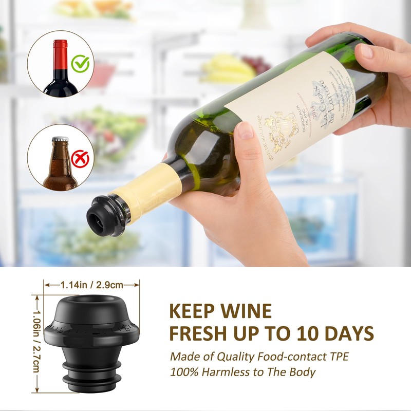MetroTesco Electric Wine saver pump with 6 wine stoppers vacuum,