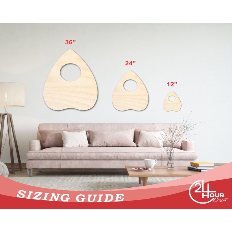 Unfinished Wood Planchette Shape - Craft - up to 36"