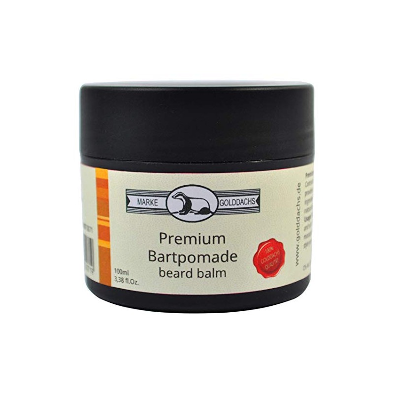 Golddachs Premium beard pomade in a plastic box