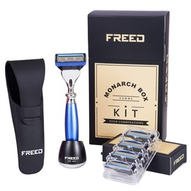Monarch 4-Piece 5-Blade Razor Shaving Set Men's Safety Razor Grooming Gift Set with Alloy material handle Shaving for Gentleman,Best Father's Day Gift from Taiwan
