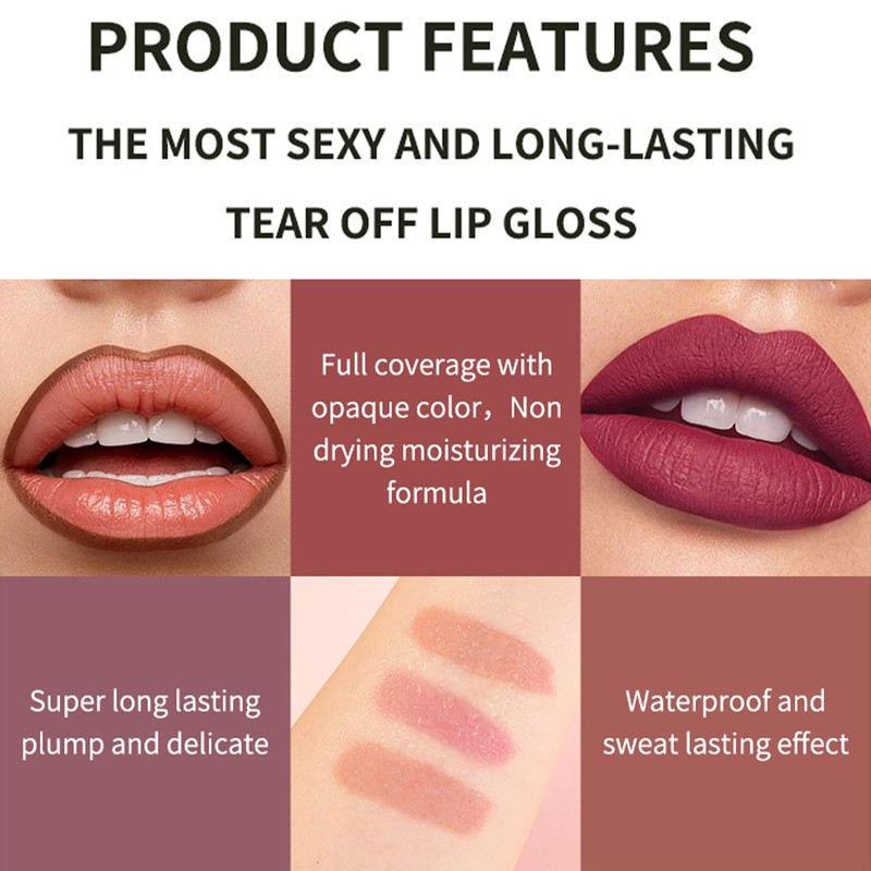 Peel Off Lip Stain Tattoo Set, 3 Colors Peel Off