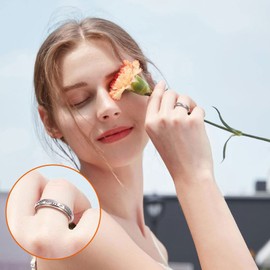 HOOHWE Anxiety Ring for Women, S925 Sterling Silver Fidget Rings for Anxiety for Women Spinner Rings Anxiety Fidget Jewelry Ring Boredom ADHD Autism Rings for Women Men Teens