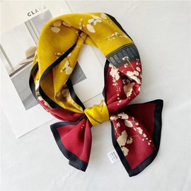 ANDANTINO 100% Silk Scarf for Women 59”*6.3” Long Shawls for Headscarf and Neck- Oblong Hair Wraps with Gift Packed (Yellow&Red)