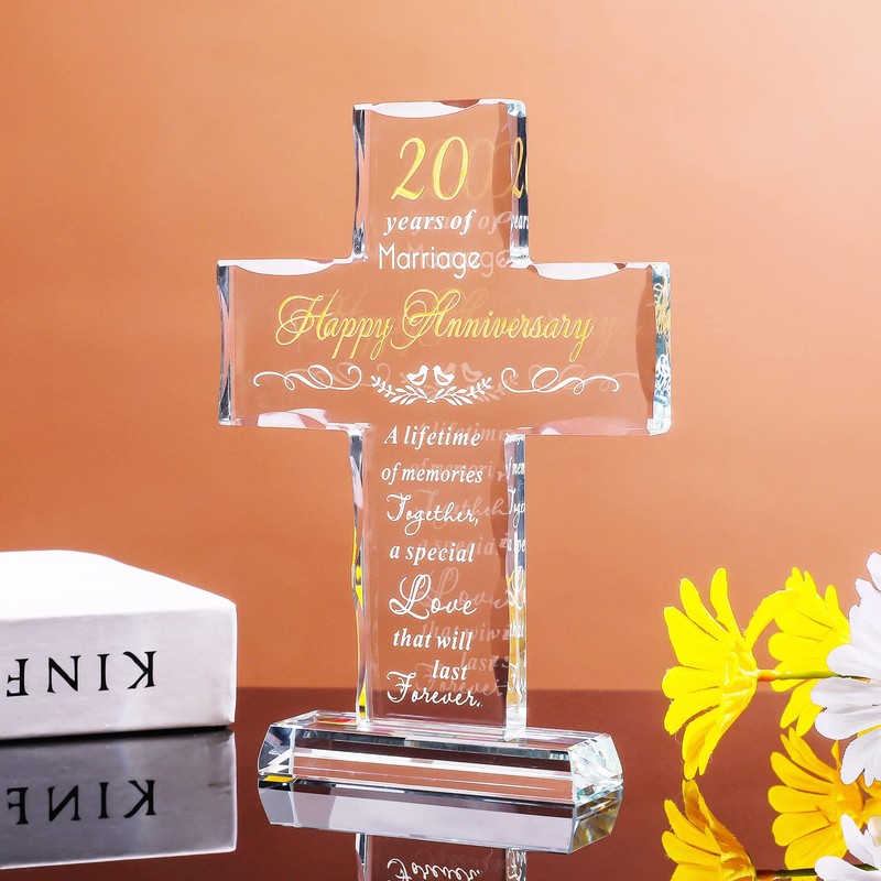YWHL 20th Anniversary Religious Gifts for Couple, Laser Engraved Glass
