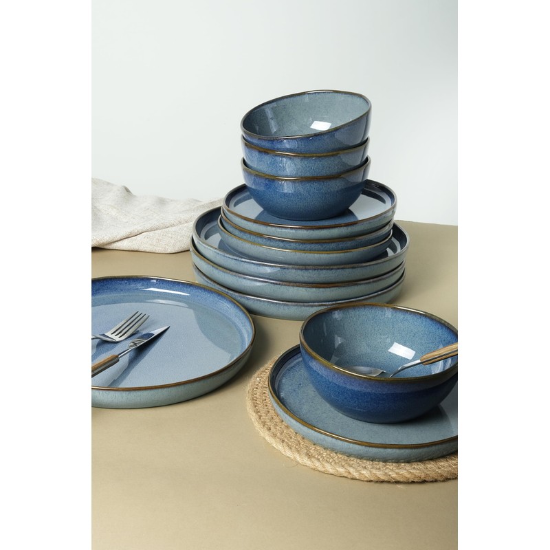 FOBENTA Ceramic Dinnerware Set,12 Piece Modern Dish Set for Stylish