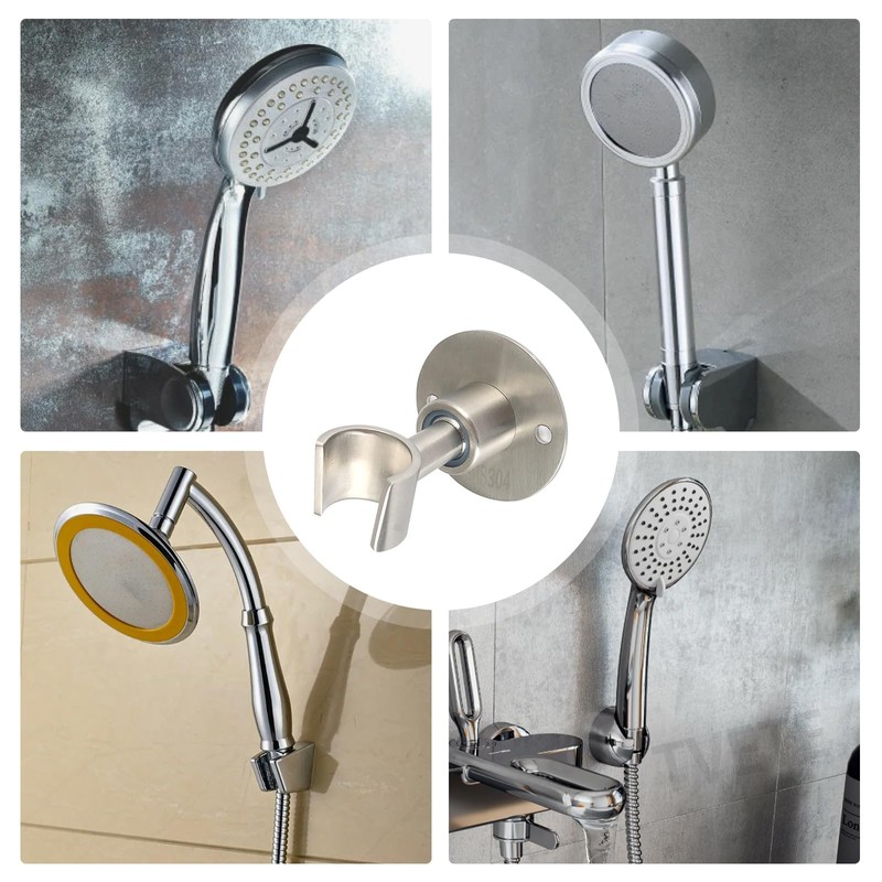 Shower Hook Screw-Type Shower Head Holder Angle Adjustable 360-Degree Rotatable