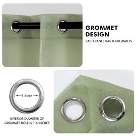 MIULEE Sheer Voile Curtain with Eyelets, Transparent Look, Window Curtain for Bedroom, Living Room, Baby Room, 140 x 175 cm (W x H), Set of 2, Sage Green