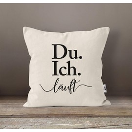 MoonWorks® Cushion Cover with German Text "Ich Du Laufen" (German Language) Love Gift for Partner Nature One Size