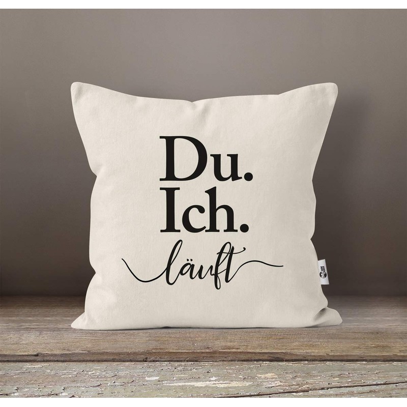 MoonWorks® Cushion Cover with German Text "Ich Du Laufen" (German