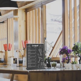 FOCCTS 5PCS A4 Acrylic Sign Holders, T-Shape Double-Sided Menu Holders, Table Menu Holder A4 Display Stand for Hotel Restaurant Table, A4 Arylic Sign Holder for Shop, Trade Shows