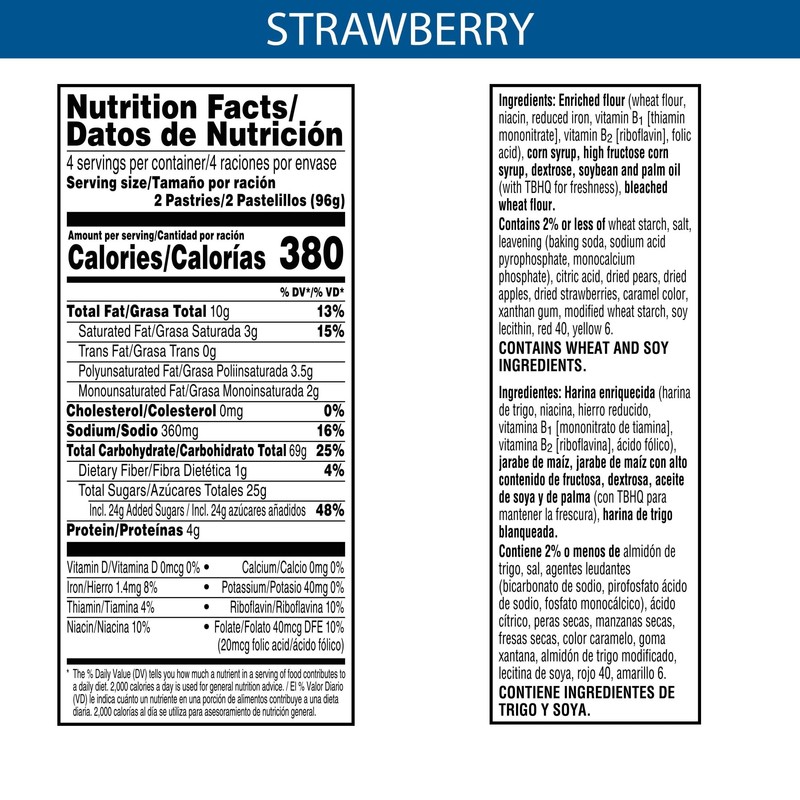 Pop-Tarts Toaster Pastries, Breakfast Foods, Kids Snacks, Unfrosted Strawberry, 13.5oz