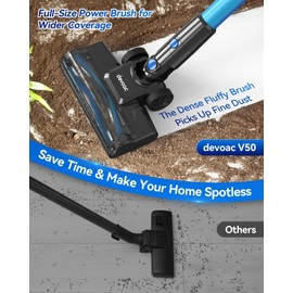 DEVOAC Cordless Vacuum Cleaner, Lightweight with Rechargeable Battery, Convenient 6 in 1 Handheld Stick Vacuum Cleaner with Powerful Suction for Carpet Hard Floor Pet Hair Home