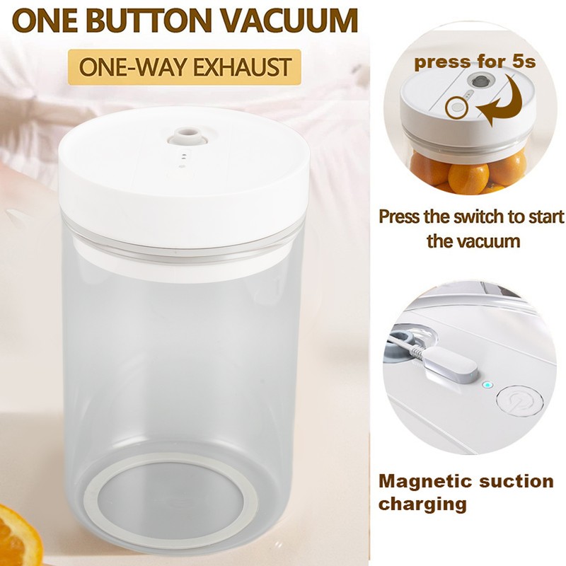 1100ml Electric Coffee Canister Glass Vacuum Sealer Jar Lasting Freshness