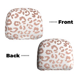 DITXIT Stylish Hand Drawn Rose Gold Leopard Print Universal Car Headrest Cover Soft Car Seat Head Rest Cover Accessories Protector Fabric Head Rest Coverings for SUV Cars Truck Auto - Set of 2