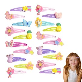 Pack of 20 Hair Clips Girls, Cartoon Design Hair Clips Girls Animals Metal Print Hair Clips for Baby Children Women, Hair Clips Girls, Hair Clips Children, Multicoloured, Hair Clips Girls