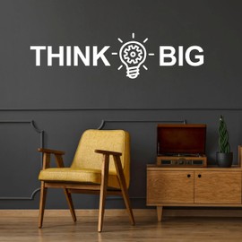 Think Big Quote Wall Sticker Vinyl Wall Decals for Office and School Modern Office Work Decal Study Room Decoration Y77 (Small, White)
