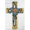 Rustic Southwest Faux Wooden Turquoise Flowers And Red Heart Wall