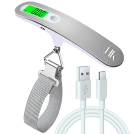 Digital Luggage Scales for Luggage and Suitcases up to 50 kg Weight, USB Type C, Portable Travel Scales with LCD Display with Backlight, White