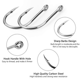 HETH 2000pcs Fishing Worm Hooks High Carbon Steel Wide Gap Offset Fishing Hook Set for Saltwater and Freshwater with 10 Sizes