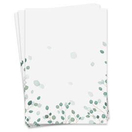 Letter Paper Set Eucalyptus I 50 Sheets Motif Paper in DIN A4 Format I Green I Natural Look I Can Be Used as an Invitation, Birthday Card or Valentine's Card I dv_854