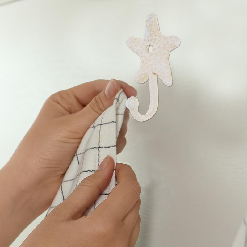 Holibanna Cast Wall Hooks 3pcs Iron Star Coat Hook Nautical