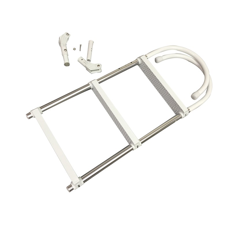Marine Boat Aluminum White POLYETHYLENE Swim Boarding 3 Steps Ladder