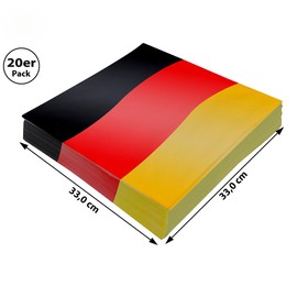 MC-Trend 80 Napkins Germany 3-Ply, 33 x 33 cm – Perfect for Any Fan Party of the German National Team in Black, Red, Gold