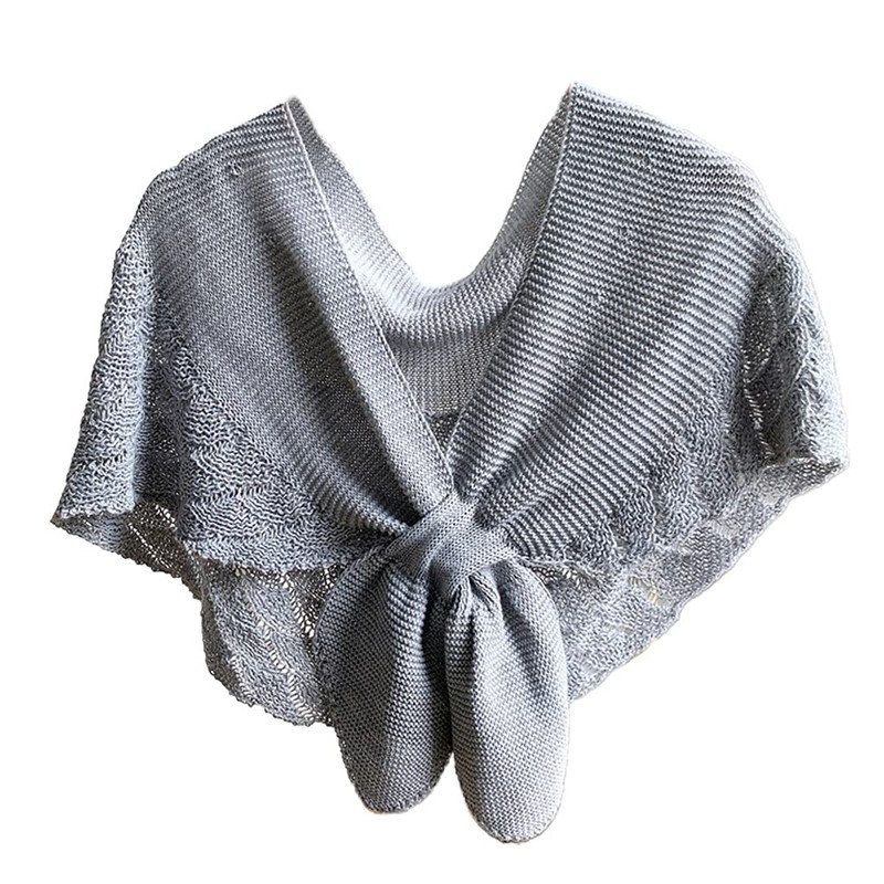DAISHIAO Ladies Knitted Fish Scales Plain Poncho Knot Cape, black,