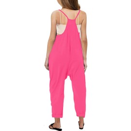 Bnycuml Girl's V Neck Sleeveless Jumpsuits Spaghetti Straps Harem Long Pants Rompers With Pockets (5-14 Years)