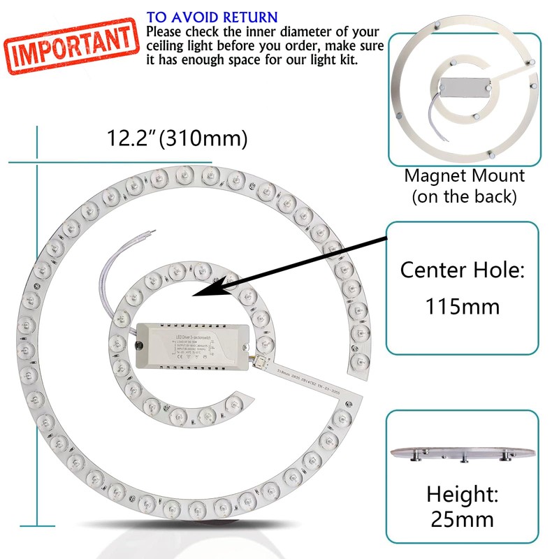 45W LED Close to Ceiling Flush Mount Fan Fandelier Retrofit