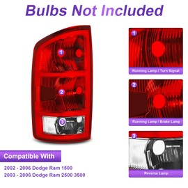 Bincmay Tail Lights Assembly Fit For 2002-2006 Dodge Ram 1500/2003-2006 ram 2500 3500 Rear Brake Lamp Left And Right Side
