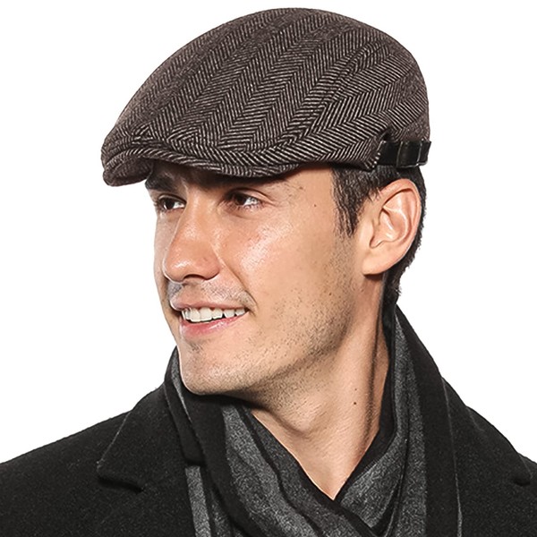 Maeau Mens Flat Cap Duckbill Hat with Adjustable Side Belt