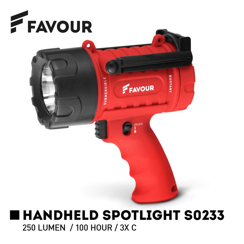 Favour LED hand light, high-quality searchlight with stand, diving waterproof,