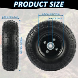 2 Sack Truck Wheels with 16 mm Axle Hole, 260 x 85 mm Puncture-proof Solid Rubber Tyres up to 150 kg 4.10/3.50-4 Inch PU Wheel Sack Truck, Wheels for Sack Truck, Spare Wheel Handcart Puncture Proof,