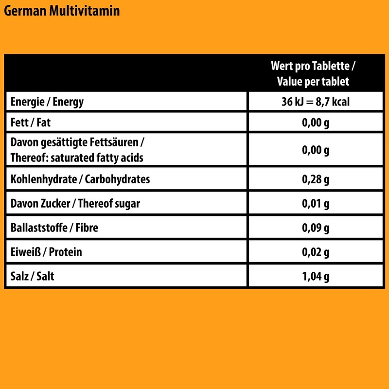 German Multivitamin Effervescent Tablets Pack of 60 Orange Flavour -