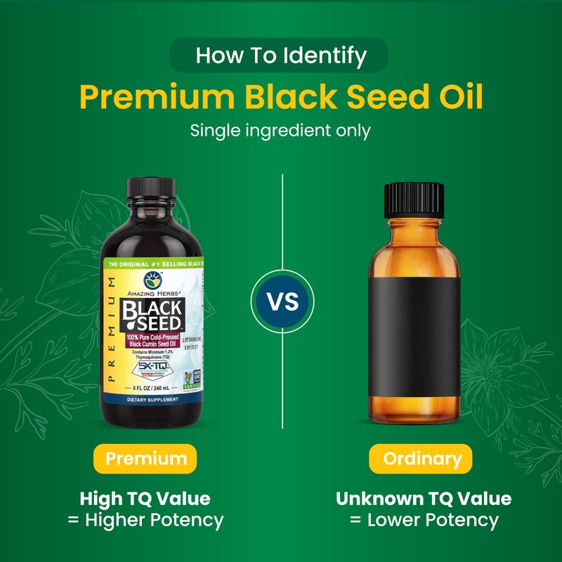 Amazing Herbs Premium Black Seed Oil - Gluten Free, Non