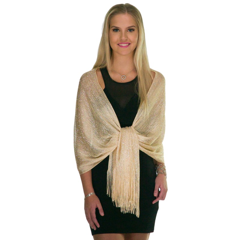 ShineGlitz Shawls and Wraps for Evening Dresses, Metallic Sparkle Womens