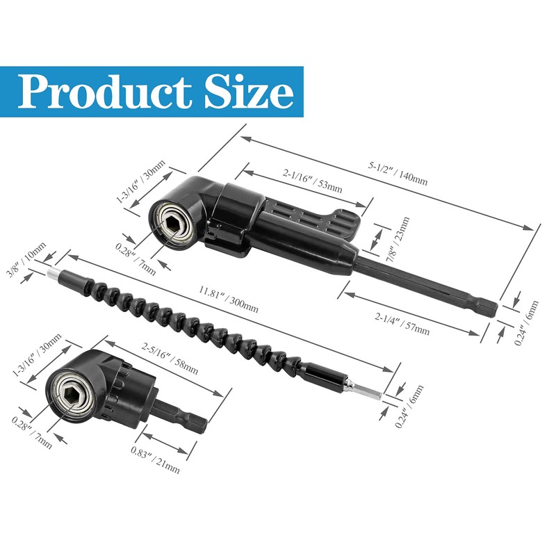 Jamiikury Black 105 Degree Right Angle Drill Bit Holder, 1/4"
