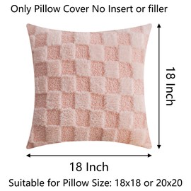 Demetex Pink Pillow Covers 18x18 Squre Checkered Throw Pillows for Sofa Soft Plush Pillow Cases for Baby Girl Room Decorations, Set of 2, 18 x 18 inch, Blush Pink