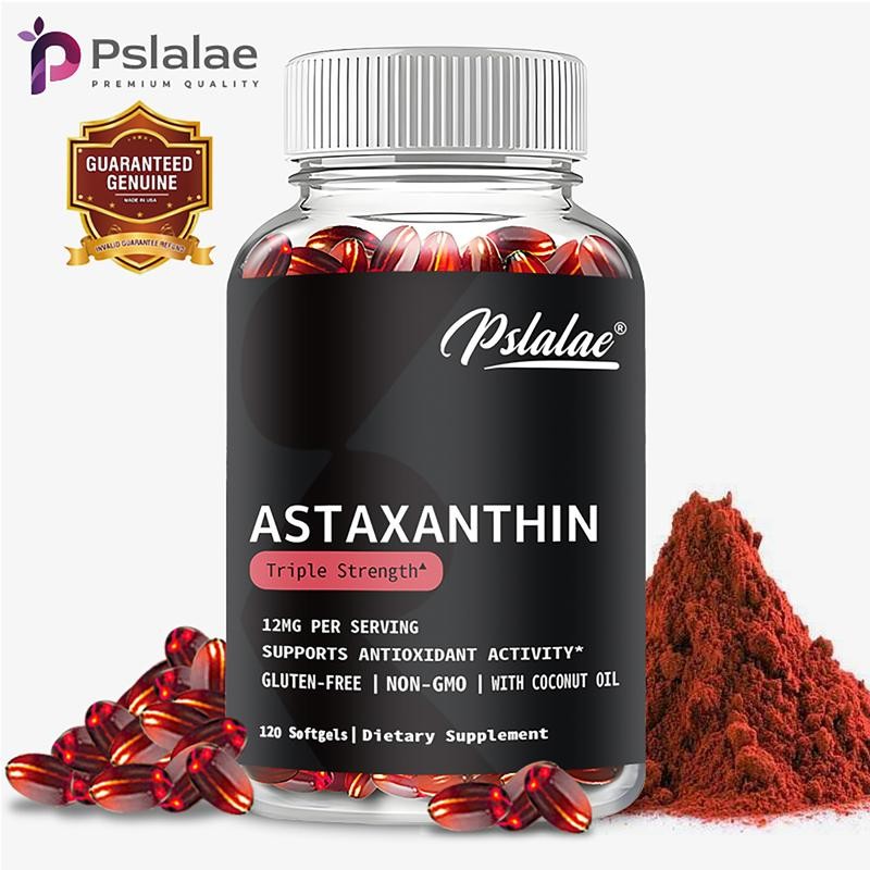 Pslalae|Astaxanthin Capsules |12mg|Astaxanthin|Cardiovascular|Energy|Immune System|60/120 Capsules - quantity: 60 Capsules