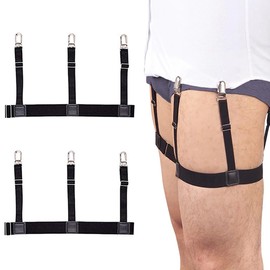 IKOPFLN Men's Shirt Holder, Shirt Holder, Braces for Men, Elastic Shirt Holder with Non-Slip Locking Clamps, Adjustable Shirt Stays (1 Pair) (O-Shape), a