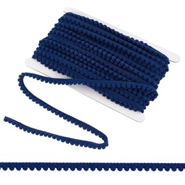PH PandaHall 24 Yards Blue Ball Fringe, 3/8 inch Wide Sewing Lace Ribbon Pom Pom Trim Tassel Trim with 5mm Pompoms Balls for Home Curtain Pillow Clothes DIY Crafts Christmas Party Decoration