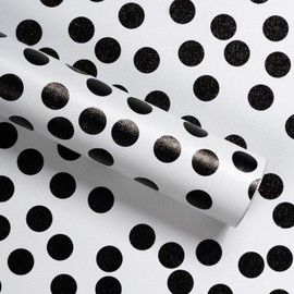 Qianglive 17.3”x120” Black and White Polka-Dot Wallpaper Self-Adhesive Contact Paper Moire Dot Peel and Stick Decorative Wallpaper Spots Contact Paper for Walls Bedroom Living Room Nurseryls
