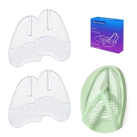 Keroius 2 Pairs Gel Metatarsal Pads Ball of Foot Cushions Toe Protectors for Flip-Flops Forefoot Pads for Thong Sandal Toe Guards for Women and Men Relieve Pain Stop Feet from Sliding Forward