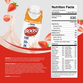 BOOST Boost Very High Calorie Strawberry Nutritional Drink – 22g Protein, 530 Nutrient Rich Calories, 8 Fl Oz (Pack of 24)