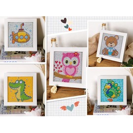 HUBENDMC 9 Pack Diamond Painting Kits for Kids,Small Easy Diamond Art for Beginners,Big Gem Art and Craft for Kids Age 6-12(6x6 inch)