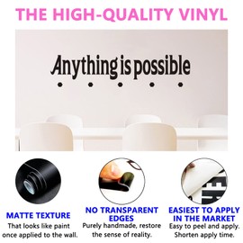SEATUNE Wall Stickers for Bedroom, Teamwork Wall Decal, Quotes Inspirational Positive Motivational Gym Office Yoga Signs Family Home Vinyl Art Wall Decor, Anything is Possible 26"X6"